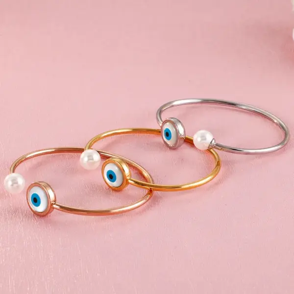 Wholesale Fashion Devil's Eye Titanium Steel Inlay Opal Bracelets Earrings Necklace