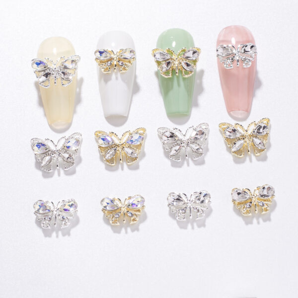 Wholesale Hollow nail art alloy small butterfly jewelry three-dimensional nail nail art accessories wholesale shaped diamond nail art butterfly jewelry