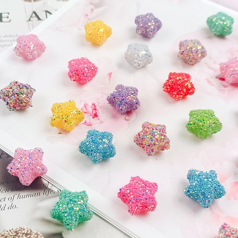 Wholesale Factory Sold 21MM Five-inted Star Sequin Beads Straight Hole Acrylic Beads Beaded Stationery Pen Decoration Cream Glue Jewelry Aessories