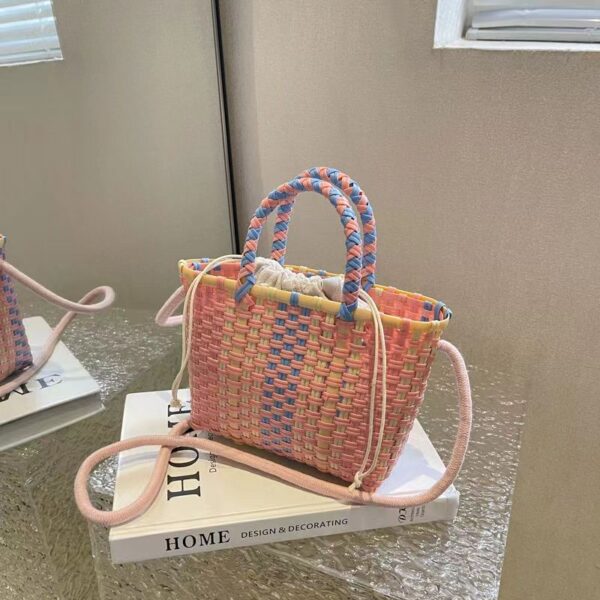 oly-82900ce0c179187cdaf217e15fa4683e Wholesale New Colorful Rattan Bucket Bag Women's Bag Small Straw Bag Satchel Vegetable Basket Bag Crossbody Woven Satchel