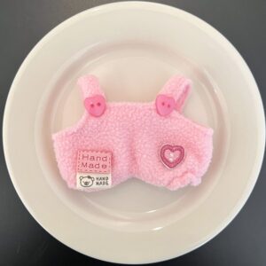 Pink love button suede overalls