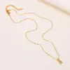 Wholesale Simple Style Letter 201 Stainless Steel Copper Inlay Artificial Diamond Pendant Necklace