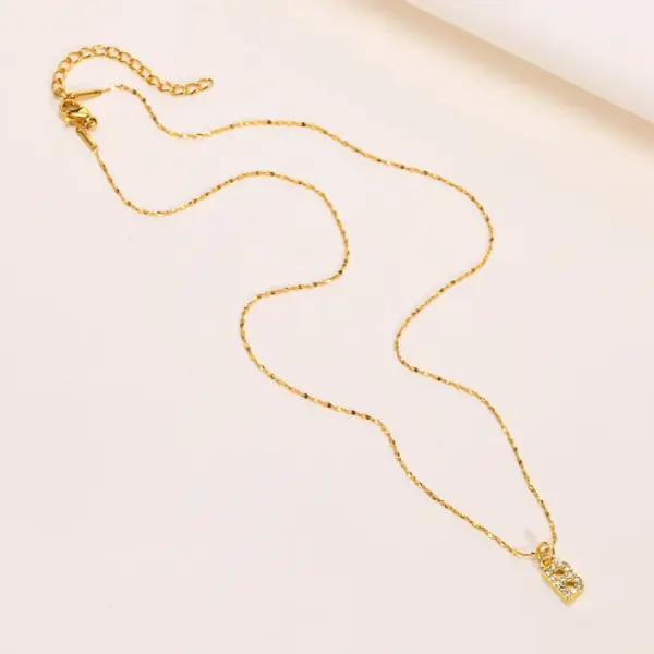 Wholesale Simple Style Letter 201 Stainless Steel Copper Inlay Artificial Diamond Pendant Necklace