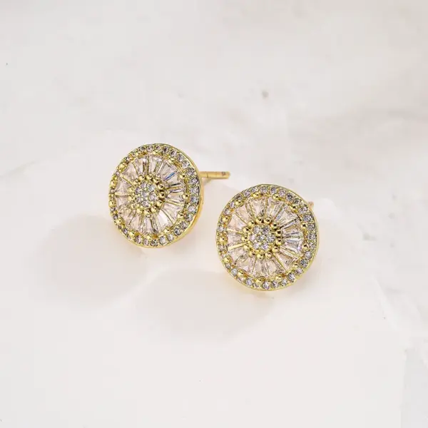 Wholesale Fashion Geometric Inlaid Zircon Copper Zircon Earrings