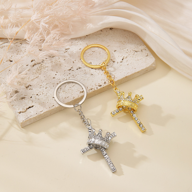 Wholesale Gorgeous Micro Crown Cross Keychain Women's Bag Keychain Pendant Car Keychain Decorative Aessories