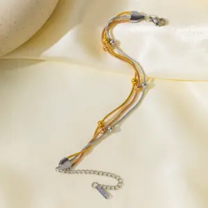 [XKB2094] Three-layer Round Bead Chain Bracelet Three Colors