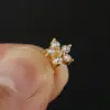 Wholesale Hip-hop Geometric Flower Stainless Steel Inlay Zircon Lip Stud 1 Piece