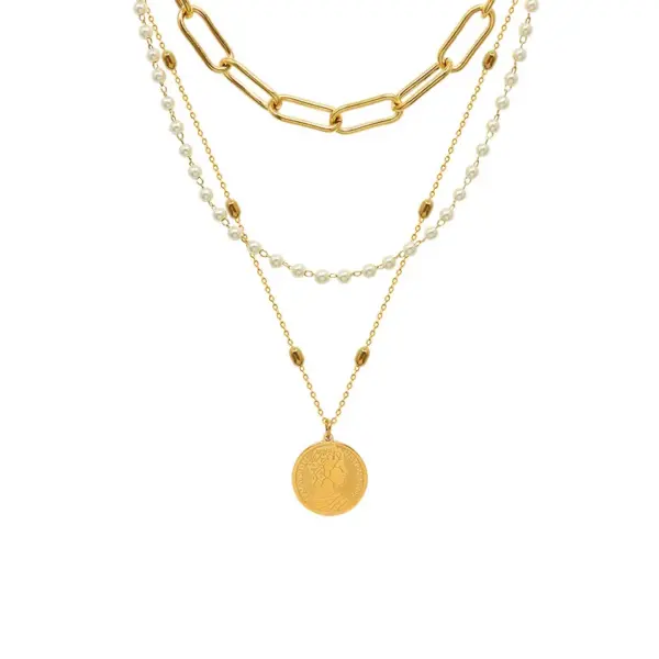 PVD Coated Real Gold Plated 18K Gold Geometric 304 Stainless Steel Fashion Waterproof Non Tarnish 304 Stainless Steel Necklace