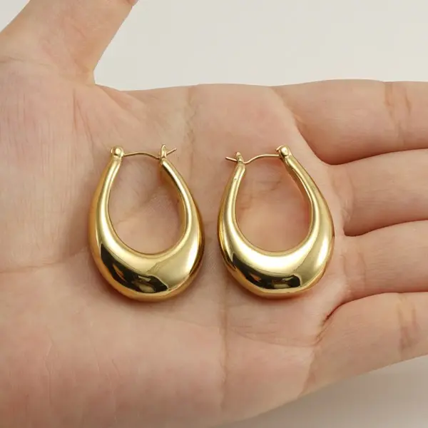 Wholesale 1 Pair Simple Style U Shape Polishing 304 Stainless Steel 18K Gold Plated Stainless Steel Earrings