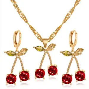 Wholesale Women'S Glass Copper Diamond Cherry Artificial Gemstones Wedding Jewelry