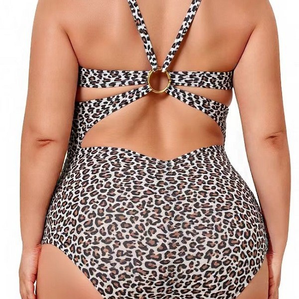 Wholesale 2025 New European and American Large Size Fashionable Sexy Goddess Deep V One-Piece Swimsuit Bikini Swimsuit Beach Pool