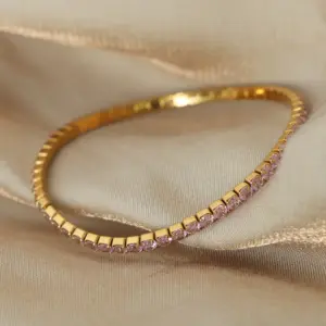 E048-Pink Zircon Gold Bracelet