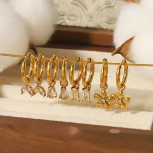 PVD Coated Real Gold Plated 18K Gold Water Droplets Rectangle 304 Stainless Steel Simple Style Waterproof Non Tarnish Drop Earrings