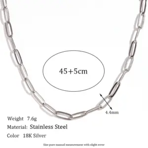 4.4mm Clip Chain-Steel Necklace-45cm+5cm