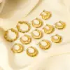 Wholesale PVD Coated Real Gold Plated 18K Gold Round Heart Shape 304 Stainless Steel Modern Style Waterproof Non Tarnish Hoop Earrings