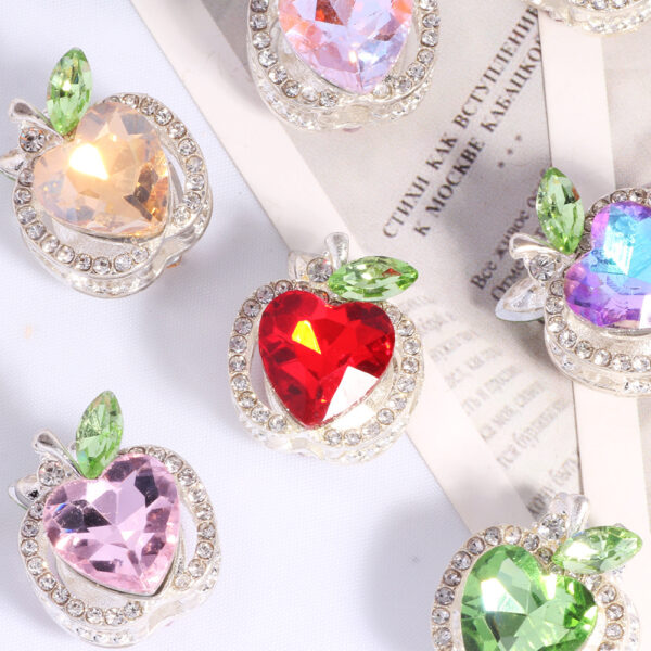 Wholesale Double-sided alloy apple four-hole straight hole loose beads beaded DIY keychain accessories