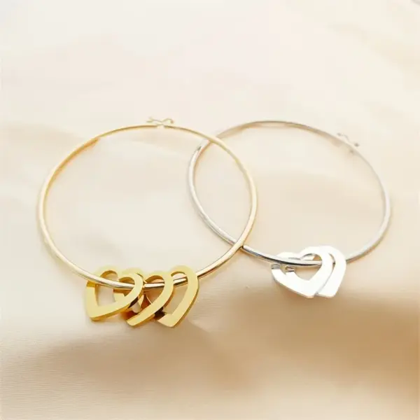 304 Stainless Steel Stainless Steel Heart Shape PVD Coated 18K Real Gold Plated Simple Style Commute Plating Bangle