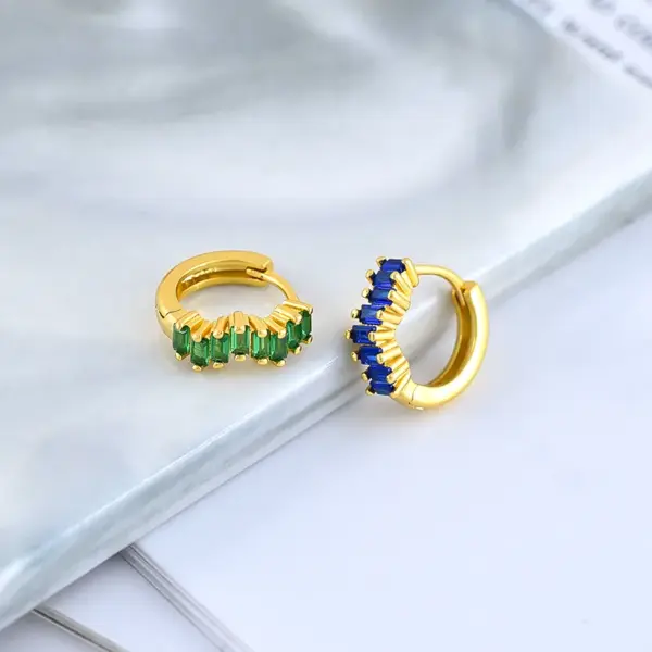 Fashion Geometric Plating Metal Artificial Gemstones Copper Earrings