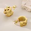 Wholesale Ion Plating (IP) 18K Gold Plated Solid Color 304 Stainless Steel Simple Style Waterproof Non Tarnish Earrings
