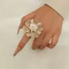 Wholesale Exaggerated Sweet Flower Alloy Inlay Pearl Women's Rings