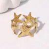 Wholesale Stainless Steel Open Ring With 18K Gold Plating Starfish Design Simple Fashionable Titanium Steel Adjustable Size Jewelry