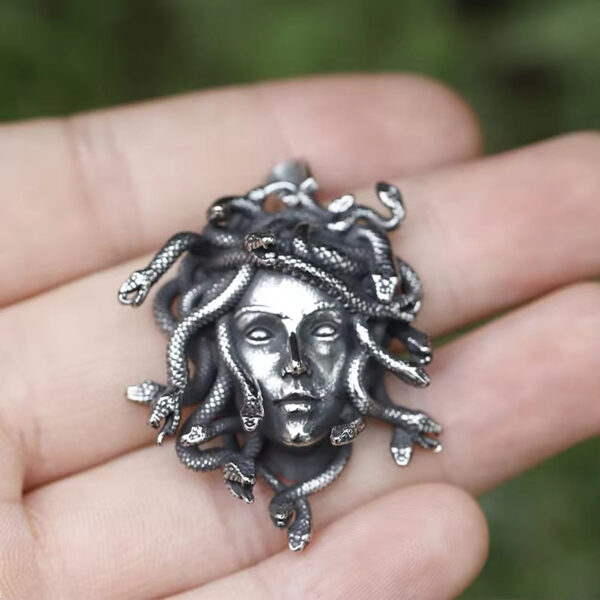 oly-82e0a8ce6a6dd20339dfc0b607355bf9 Wholesale Cross-border New Retro Snake Female Medusa Statue Myth Pendant European and American Gothic Exaggerated Ancient Greek Snake Necklace