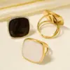 Wholesale PVD Coated Real Gold Plated Geometric 304 Stainless Steel Retro Waterproof Non Tarnish Open Rings