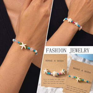 Wholesale Cross-border European and American Bohemian Shell Starfish Woven Pull Bead Bracelet Ins Summer Beach Holiday Foot