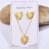 Wholesale Rack Plated Long-Lasting Plated PVD Coated 14K Gold Plated K Gold Plated Heart Shape Flower 304 Stainless Steel Steel Casual Cute Lady Jewelry Set