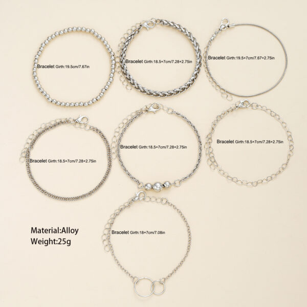 Wholesale Cross-border Europe and the United States new fashion simple ins double ring chain bracelet 7 piece set creative high-end jewelry suit