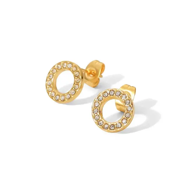 PVD Coated Real Gold Plated Round 304 Stainless Steel Simple Style Waterproof Non Tarnish 304 Stainless Steel Earrings