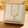 Water Plating Vacuum 18K Gold Plated K Solid Color 304 Stainless Steel Copper Elegant Luxurious Simple Style Pendant Necklace