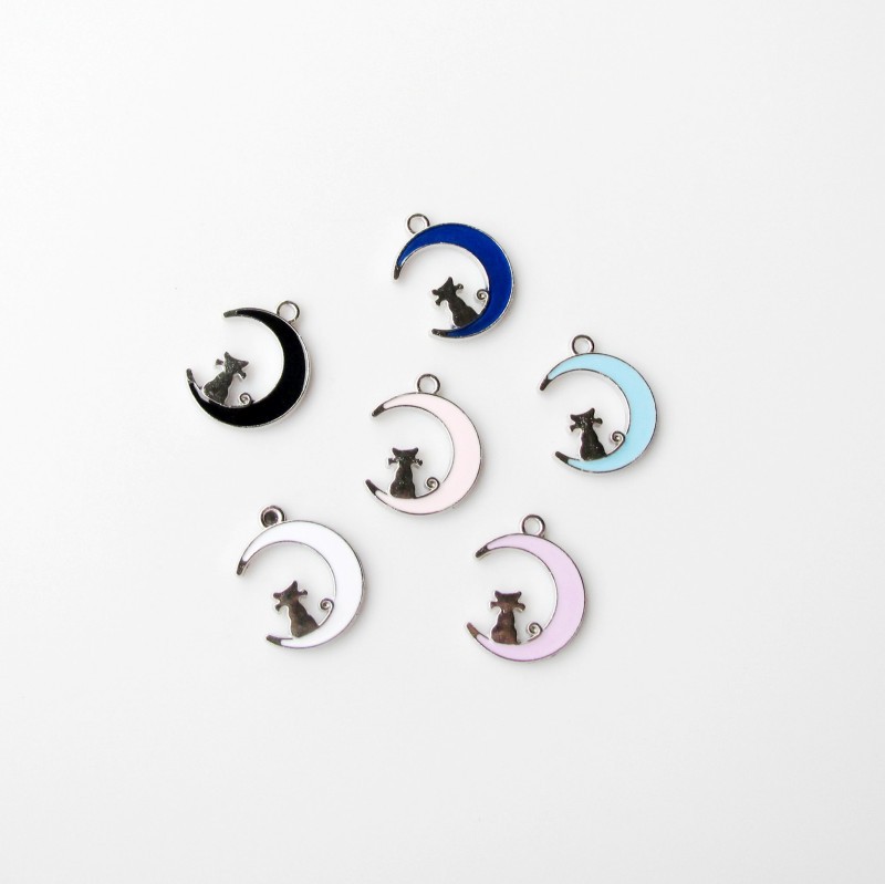 Wholesale Moon Cat Oil opping Alloy Jewelry Pendant Charms