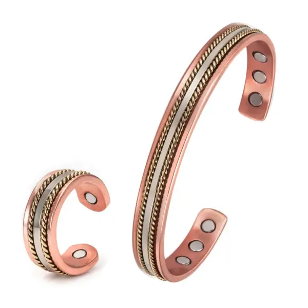 Wholesale Vintage Style Geometric Magnetic Material Copper Rings Bracelets