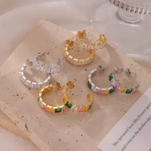 Wholesale Ion Plating (IP) 18K Gold Platinum Real Gold Plated Geometric 304 Stainless Steel Elegant Sweet Commute Waterproof Non Tarnish Earrings