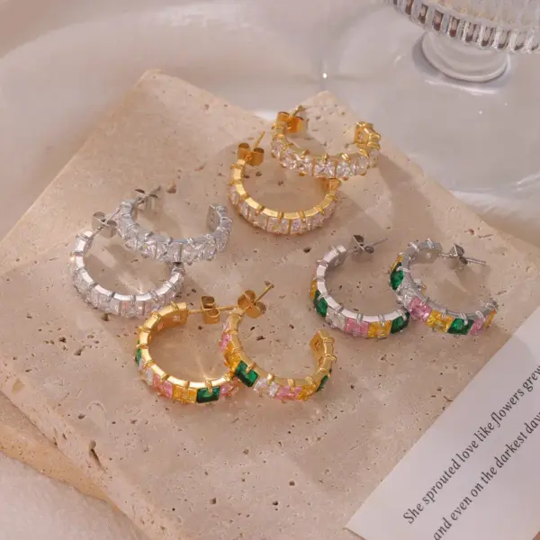 Wholesale Ion Plating (IP) 18K Gold Platinum Real Gold Plated Geometric 304 Stainless Steel Elegant Sweet Commute Waterproof Non Tarnish Earrings