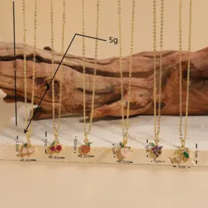 Wholesale Commute Fruit Copper 14k Gold Plated Zircon Pendant Necklace In Bulk
