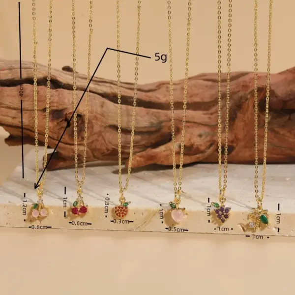 Wholesale Commute Fruit Copper 14k Gold Plated Zircon Pendant Necklace In Bulk