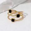 PVD Coated Real Gold Plated 18K Gold Geometric 304 Stainless Steel Simple Style Classic Style Waterproof Non Tarnish Open Rings