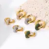 1 Pair Simple Style Round Inlay 201 Stainless Steel Brass Rhinestones Zircon 18K Gold Plated Earrings