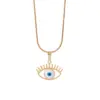 Wholesale Real Gold Plated 304 Stainless Steel 316 Stainless Steel PVD Coated Devil's Eye Waterproof Non Tarnish Glam Retro Pendant Necklace For Women's