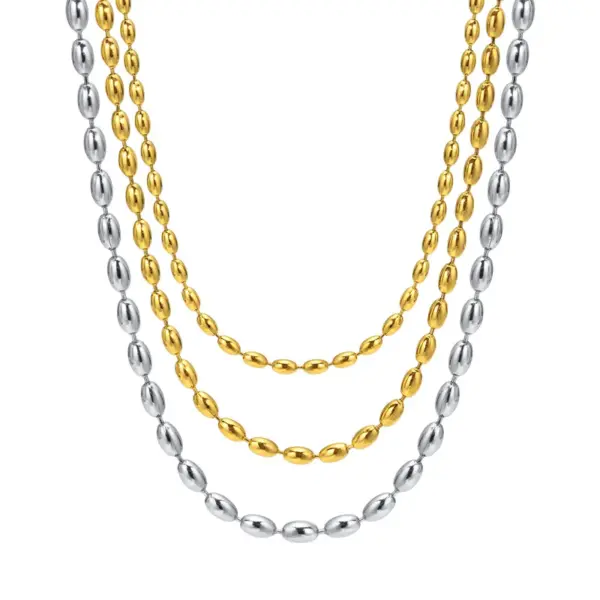 Wholesale PVD Coated Real Gold Plated Solid Color 201 Stainless Steel IG Style Simple Style Waterproof Non Tarnish 201 Stainless Steel Necklace