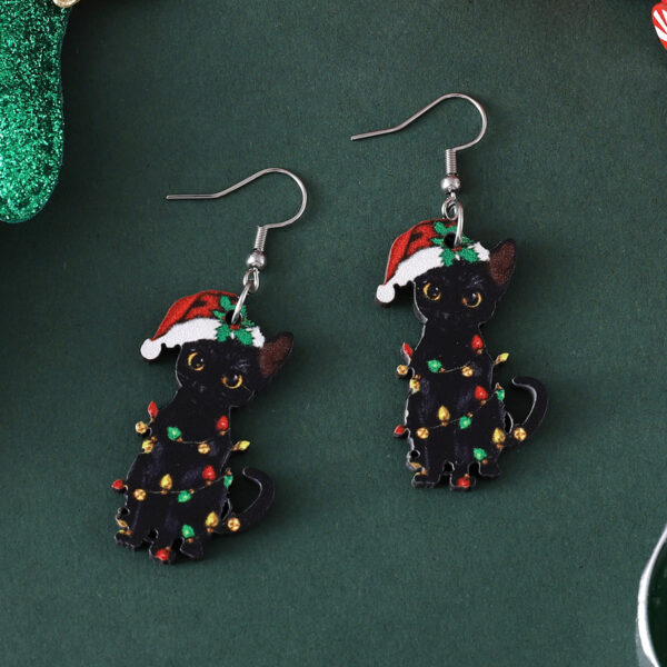 Wholesale Christmas pendant earrings wooden double-sided earrings