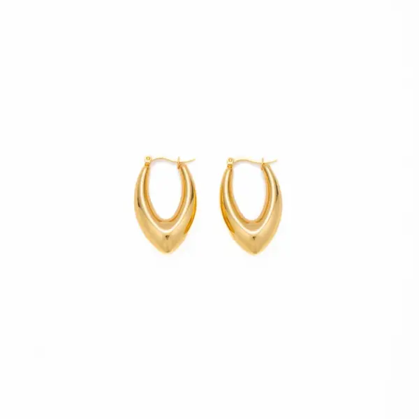 Wholesale Elegant Geometric Hollow C-Shape Hoop Earrings Stainless Steel Vintage Feel Style Women's Fashion Jewelry