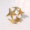 Wholesale Stainless Steel Open Ring With 18K Gold Plating Starfish Design Simple Fashionable Titanium Steel Adjustable Size Jewelry