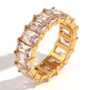 4A Zircon Ring Rings-Golden White / No. 6