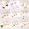 Wholesale Vintage Style Maple Leaf Heart Shape Butterfly Titanium Steel Plating Inlay Zircon Pendant Necklace