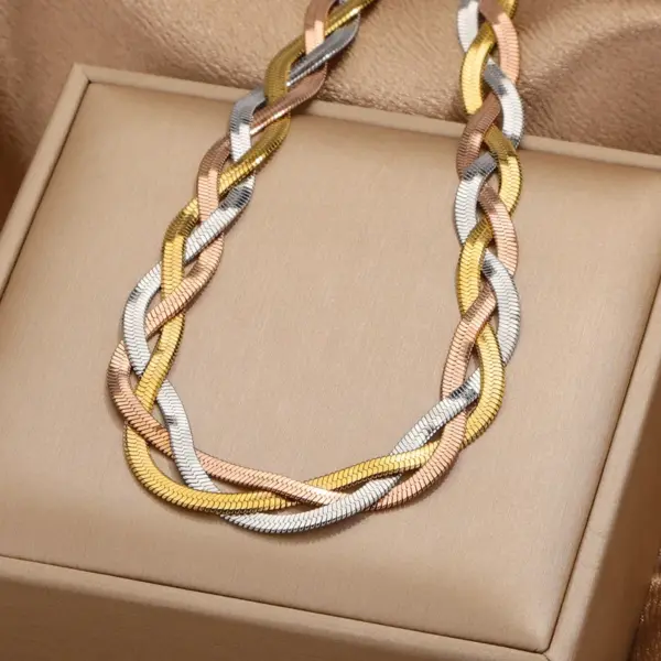 PVD Coated Real Gold Plated Geometric 304 Stainless Steel Casual Simple Style Waterproof Non Tarnish Bracelets Necklace