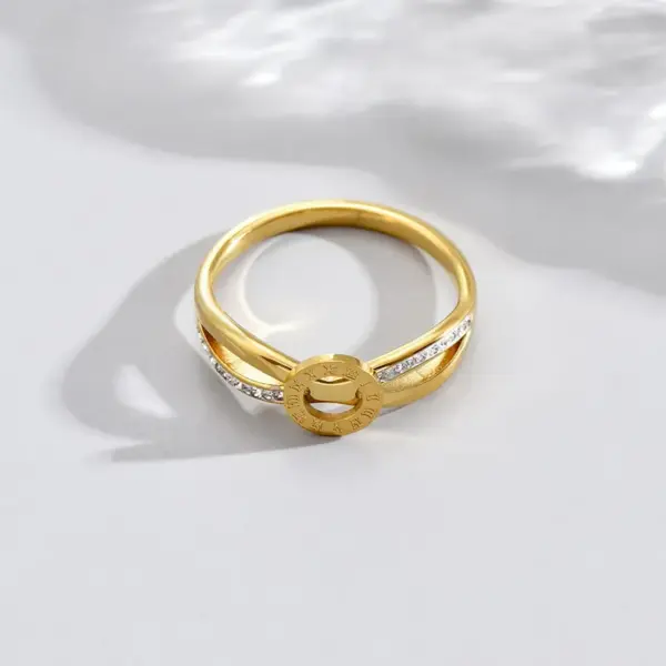 Wholesale PVD Coated Real Gold Plated 14K Gold Geometric 304 Stainless Steel Retro Classic Style Waterproof Non Tarnish Rings