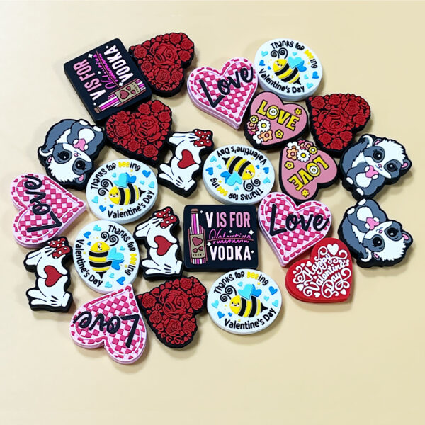 Wholesale Silicone Glue Beads Heart Valentine's Day Rose Beads